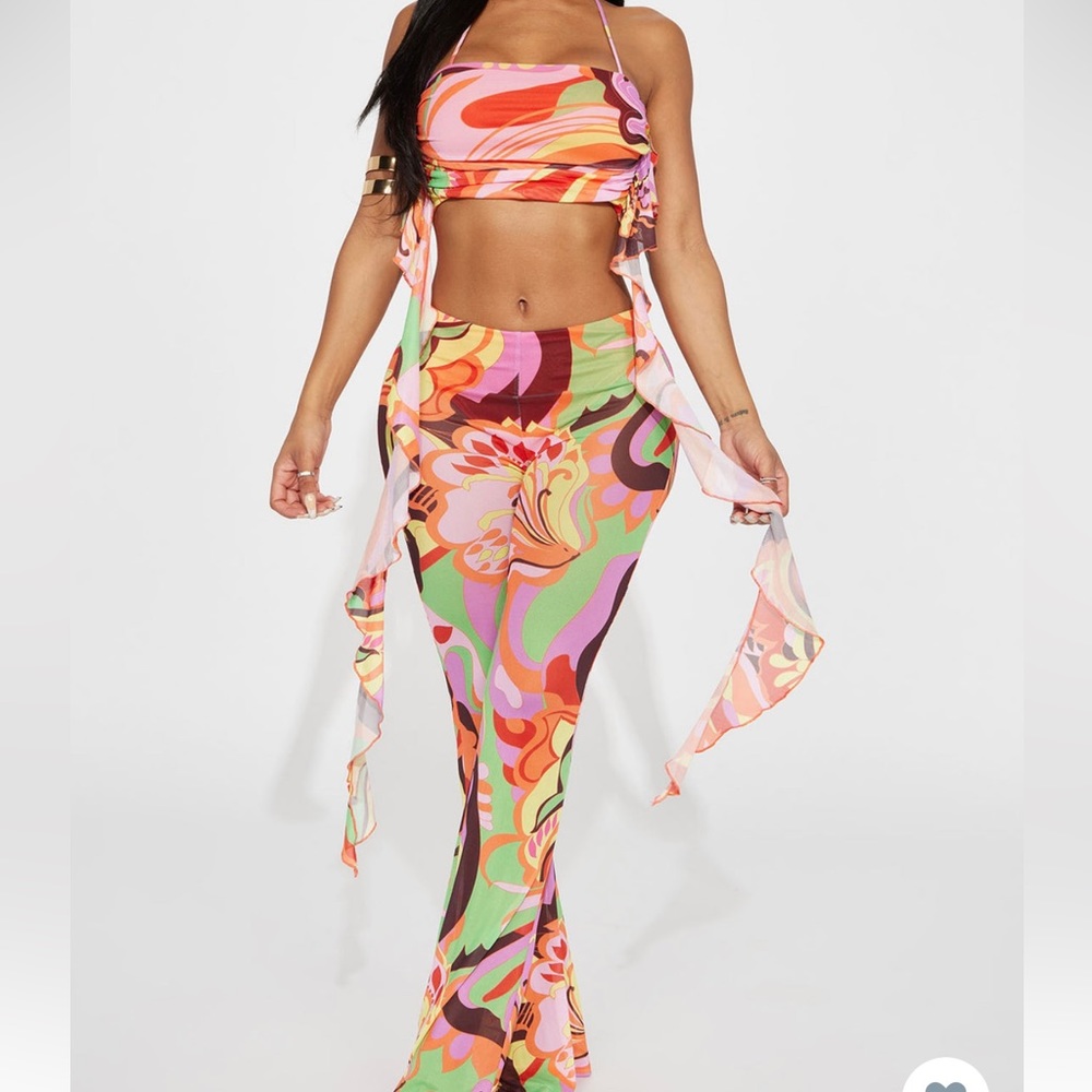 Colorful 2 piece sheer set